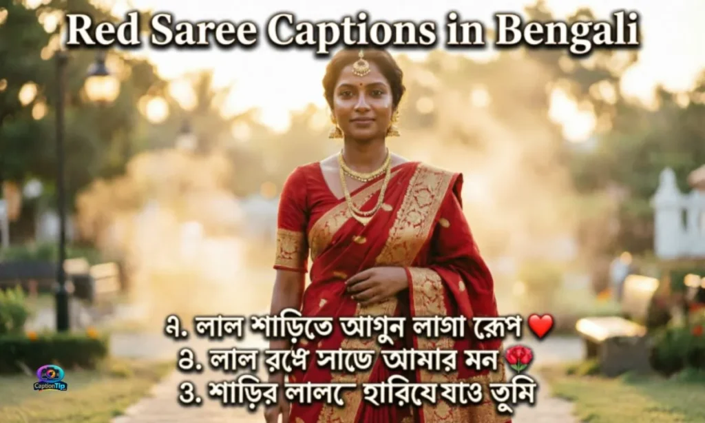Red-Saree-Caption-in-Bengali-for-Instagram